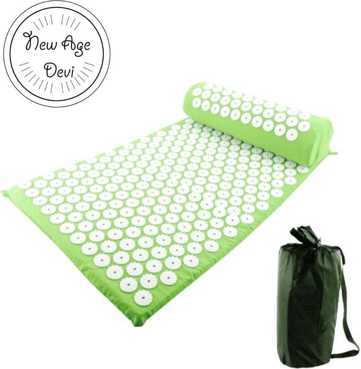 Goedkoopste New Age devi - 73X42.5 cm Yoga Acupressuur Mat En Kussen Set - Licht groen - Nek Voet Massager Pijn Stress Acupunctuur mat