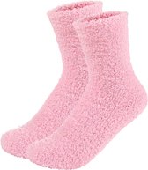 Fluffy Sokken Dames - Licht Roze - One Size maat 36-41 - Huissokken - Badstof - Dikke Wintersokken - Cadeau voor haar - Housewarming - Verjaardag - Vrouw