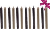 Luxe Dinerkaarsen 12 Stuks - Taupe & Donkergrijs Kaarsen set - Kaarsen 19,5cm - Giftset - Paraffine Kaarsen - Cadeau - Cadeau voor vrouw - Dinerkaars