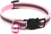 Kattenhalsband met veiligheidssluiting en belletje - Reflecterend - Verstelbaar - 19 / 32 cm - Halsband kat - Kattenbandje - Cat - Kitten - Katten halsband - Roze