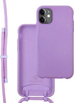 Coverzs Bio silicone case met koord geschikt voor Apple iPhone 11 Pro - paars