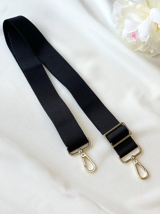 XARI COLLECTIONS Zwart Messenger Strap Tashengsel Goud hardware 4 cm breed . bol