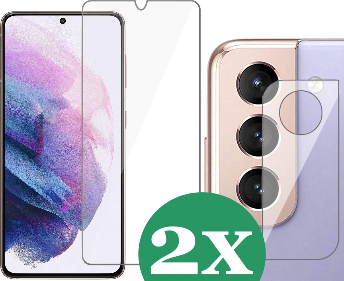 2x Screenprotector geschikt voor Samsung Galaxy S21 FE - 2x Camera Screen Protector Glas