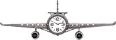 Wall clock metal airplane grey 50 cm hoog - wandklok - uurwerk - horloge - industriestijl - vintage - industrieel - klok - muur - metaal - cadeau - geschenk - relatiegeschenk - ker