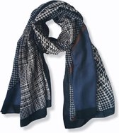 Pied de Poule sjaal - 100% Viscose - in between season scarf - Donkerblauw