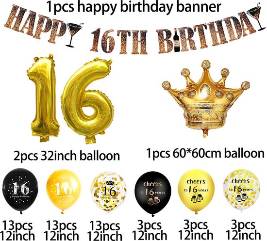 Pack Fete 16 Ans Ensemble D Anniversaire 60 Pieces Soiree A Theme Confettis Non Bol Com