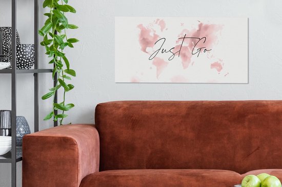 Décoration murale Carte du Wereldkaart - Proverbes - Pastel - Toile - 80x40 cm