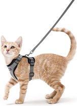 Salect™ Kattenharnas met lijn, onbreekbaar, kattenlijn, kitten, puppyharnas, verstelbaar, zacht borsttuig voor katten, kleine honden, konijnen, reflecterend, gestreept kattenvest