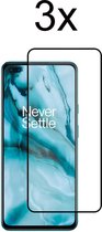 OnePlus nord Screenprotector - Beschermglas OnePlus nord 2 screen protector glas - Screenprotector oneplus nord - Full cover - 3 stuks