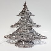 Kunstkerstboom / kerstboom met verlichting op netstroom - Grijs / zilver - 48 x 15 x 49 cm hoog