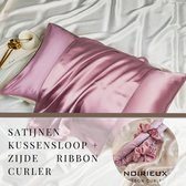 Heatless curls + Satijnen kussensloop - Heatless Haarkruller - Zijde haarkruller - Heatless curling ribbon silk – Roze