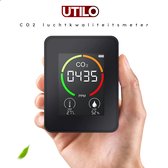 Utilo CO2 Meter - Wit - CO2 Meter - Luchtkwaliteitsmeter - Digitale Koolstofdioxide Meter - Temperatuur- en Luchtvochtigheidsmeter - Digitaal & Veilig - Wit