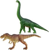 Setje van 2x stuks speelgoed dinosaurussen figuren 22 en 23 cm - T-rex en Brachiosaurus