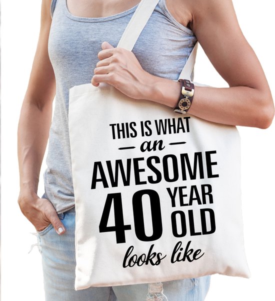 Awesome sac cadeau 40 ans / super sac cadeau 40 ans blanc pour femme et  homme - sac... | bol.