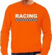 Racing supporter / finish vlag sweater oranje voor heren -  race autosport / motorsport thema / race supporter / supporter truien S