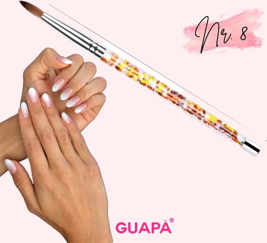 GUAPÀ - Pinceau Acryl Glitter Goud Nr # 8 - Design Uniek - Haute Qualité &  100% Nylon... | bol.com