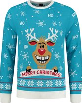 Foute Kersttrui Rudolph Turquoise - Dames en heren  | Maat XL