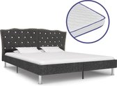 Bed Met Traagschuim Matras Stof Donkergrijs 140X200 Cm