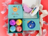 Grote Nieuwjaarscadeau Kado pakket Set, 4 Large Bruisballen & 2 Regenboog Wolk - kleurenexplosie bathbomb geschenkdoos large - Kerstcadeau voor kinderen