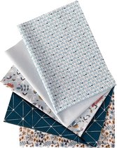 BINK Bedding - 5 lapjes - Quilt Patchwork - BB ruit rood-groen-blauw 60 x 40 cm. Set = 5 lapjes