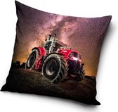 Rode Tractor Sierkussens - Kussen - 40 x 40 inclusief vulling - Kussen van Polyester - KledingDroom®