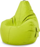 Green Bean © zitzak met rugleuning 80x70x90cm - gaming stoel met 230l vulling - knuffelachtig, zacht & wasbaar - Lime