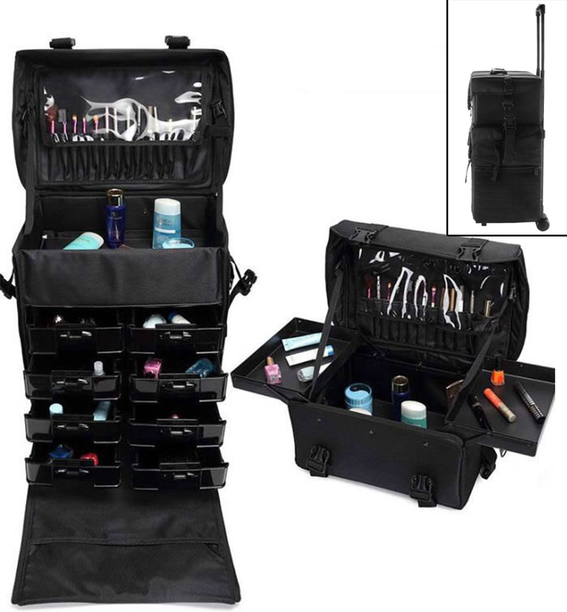 Make up / Pedicure-trolley - Schoonheids koffer - 100% Polyester stof - een  stuk -... | bol.com