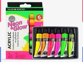 Maak zelf Neon en Glow in the Dark Happy Stones! Neon en Glow in the Dark Acryl Verf - Voor alle kunst oppervlaktes en Happy Stones!  (6x12ml tubes)