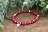 Bubbels Sieraden crystal armband carmine red pearl shine -rood - Maat one size - f54
