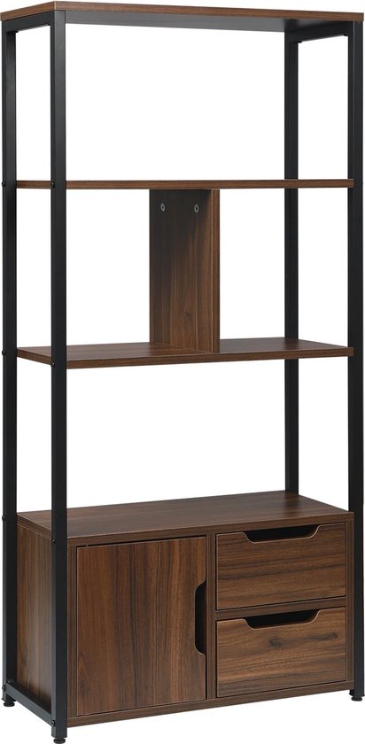Keukenkast - Opbergkast - Multifunctionele kast - Vintage - Zwart / Rustiek Bruin