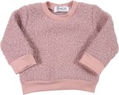 Schattige baby- of kindersweater met lange mouwen van krulletjesbont roze maat 50-56