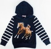 Meisjes hoodie met capuchon en met paardenprint.