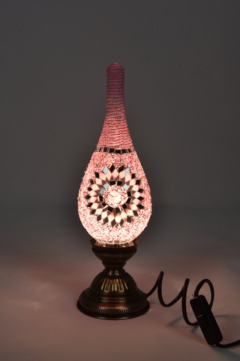Handgemaakte Roze Druppel Lamp Turkse Damla tafellamp of Oosterse nachtlamp