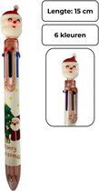 PD® - Kerst Pen - Kerstman - 6 kleuren pen - 1 stuk - Kerst 6 in 1 kleuren pen - Multipen kerst cadeau
