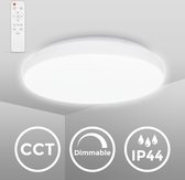B.K.Licht - CCT LED Badkamerverlichting - plafondlamp dimbaar - met 1 lichtpunt - Ø28.8cm - IP44 - witte badkamerlamp - 1200Lm - 12W