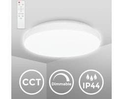 B.K.Licht - LED Badkamerlamp - met kleurtemperatuurregeling - IP44 - dimbaar plafonniere - met afstandsbediening - 12 W - Ø28.8 cm