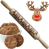 Kerstmis Deegroller - Houten Speculaasroller - Kerst - Kerstversiering - Keuken Accessoires - Deegrollers - Rendieren - Hout