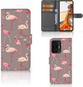 Hoesje met naam Xiaomi 11T | 11T Pro Wallet Book Case Flamingo