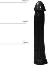 Grote zwarte dildo met diepe groeven - 31cm