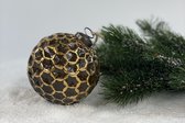 Oneiro's luxe kerstbal MET Bruin/Goud – ø10 cm - kerstbal - luxe verpakking – kerstcollectie – kerstdecoratie – kerstboomhanger – kerstversiering – goud