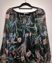 Dames blouse Kamala gebloemd zwart S/M