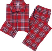 La-V Flanel pyjama set voor jongen met geruit patroon Rood - 170-176