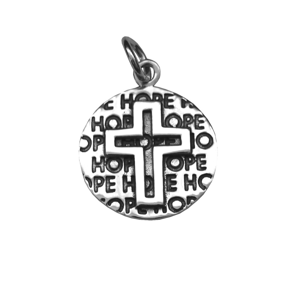 EAR IT UP - Hanger - Kruis - Hoop - Christelijk - God - Cross - Hope - 925 sterling zilver - Geoxideerde details - 25 x 17 mm - 1 stuk