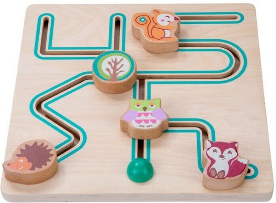 Afbeelding van het spel Sliding puzzle animals plywood / rubberwood 30x30 cm colors