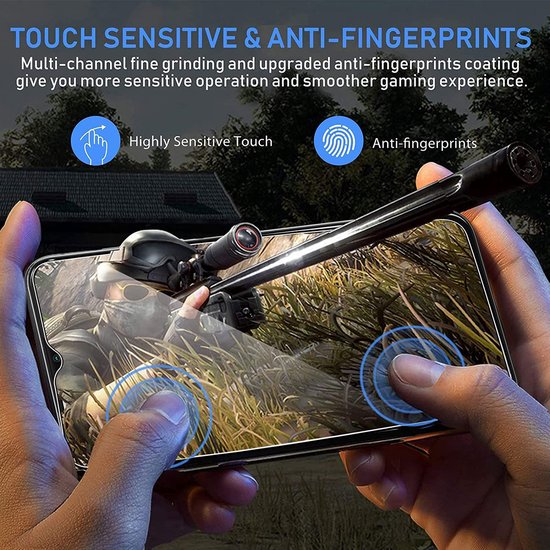 Protection d'écran de smartphone avec fonction anti-traces de doigts et tactile, montrée pendant le jeu.