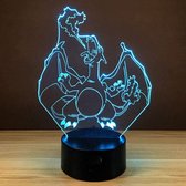 Klarigo®️ Nachtlamp – 3D LED Lamp Illusie – 16 Kleuren – Bureaulamp – Pokemon Kaarten - Charizard – Sfeerlamp – Nachtlampje Kinderen – Creative - Afstandsbediening