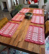 Set van 6 Inabel placemats uit Filipijnen ROOD