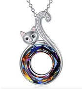 Bijoux by Ive - Ketting met hanger - Kat op multicolor ring