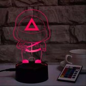 Klarigo®️ Nachtlamp – 3D LED Lamp Illusie - 16 Kleuren – Bureaulamp – Squid Game – Sfeerlamp – Nachtlampje Kinderen – Creative - Afstandsbediening