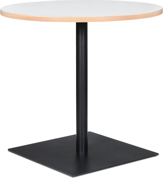 Alterego Witte ronde tafel 'FUSION ROUND' met zwart frame - Ø 80 cm
